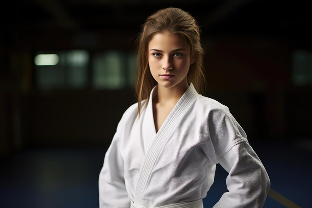 Empowered Female Teen in Jiu Jitsu Outfit