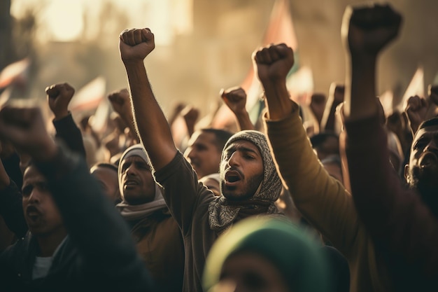 Empowered Palestinians United Fists Raised High