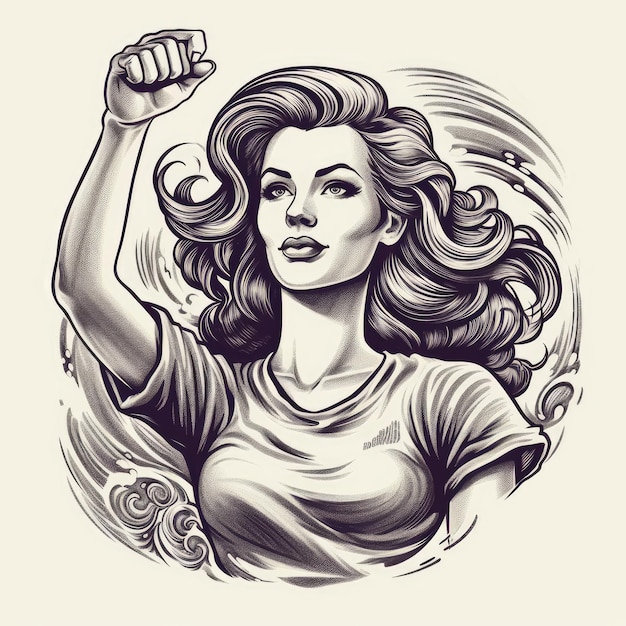 Foto illustrazione vettoriale di donna potenziata per maglietta