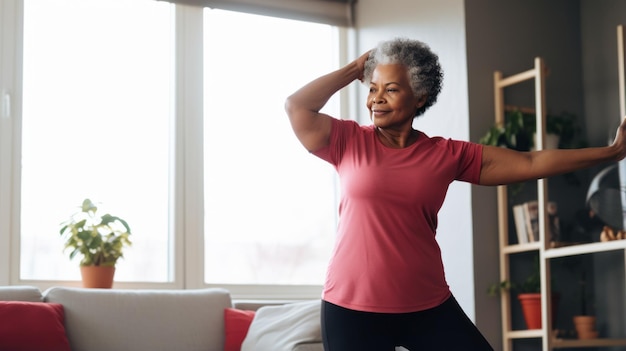 Empowering African Woman Keeping Fit with Home Stretching Exercises