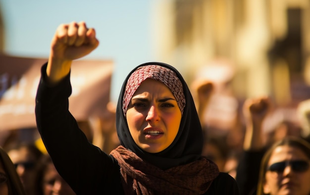 Empowering Arab Woman Protesting at Social Rally Generative AI