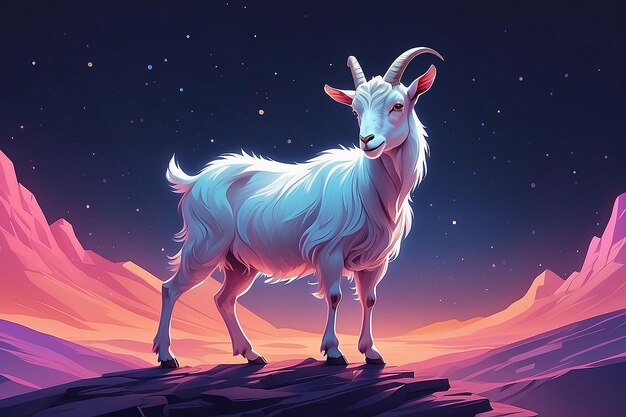 Photo empowering journey with companion goat minimalist illustration generative ai