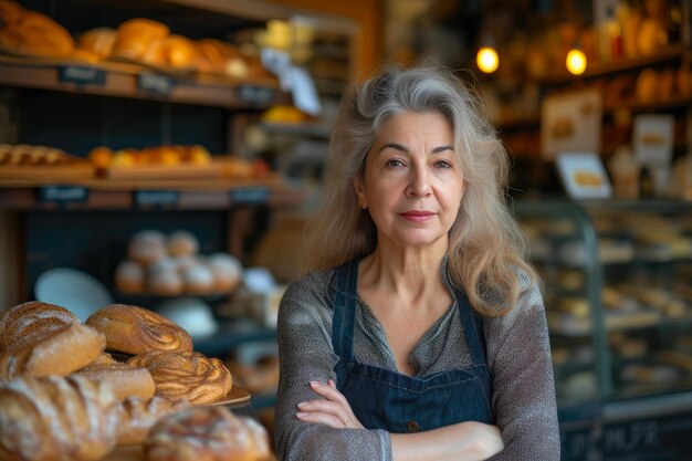 Empowering Presence 45YearOld Woman at Her Artisan Bakery