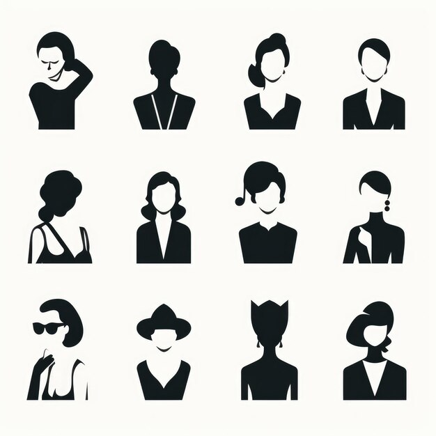 Empowering Simplicity A Collection of 9 Minimalistic Black and White Icons Celebrating Women of 30