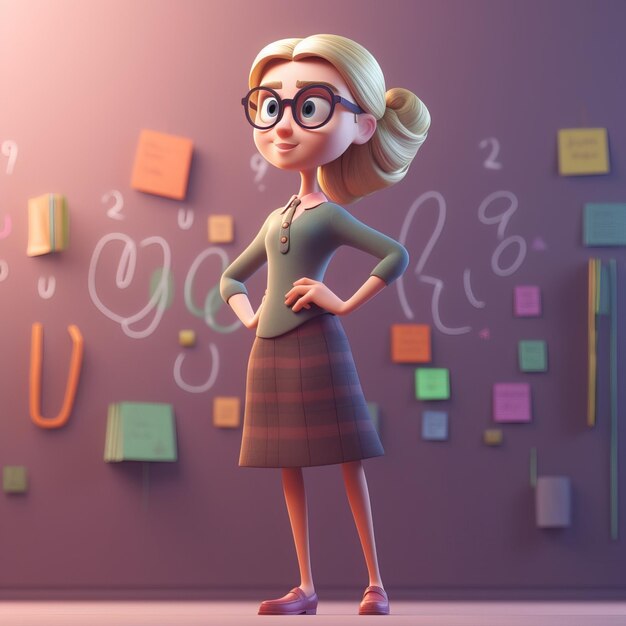 Empowering Woman Teacher Cartoon Character