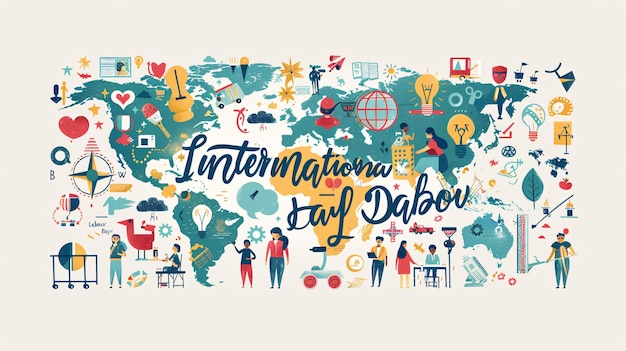 Empowering Workers Worldwide Crafting boeiende illustratie van de Internationale Arbeidersdag met Copy Sp