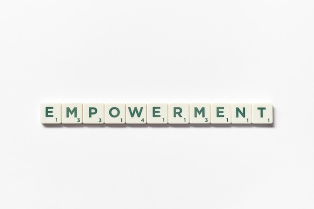 Empowerment formed of scrabble blocks on white background