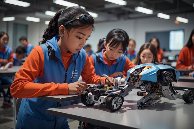 Foto empowerment van jeugdvernieuwers futuristische roboticalessen voor iedereen