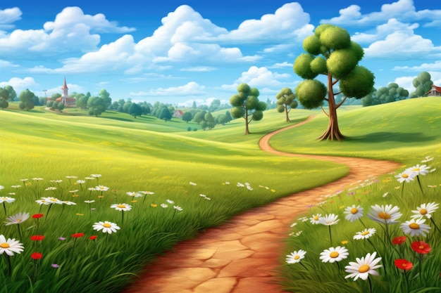 empty 3D cartoon background wallpaper for kids and animation