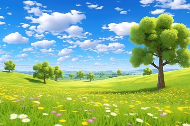 empty 3D cartoon background wallpaper for kids and animation