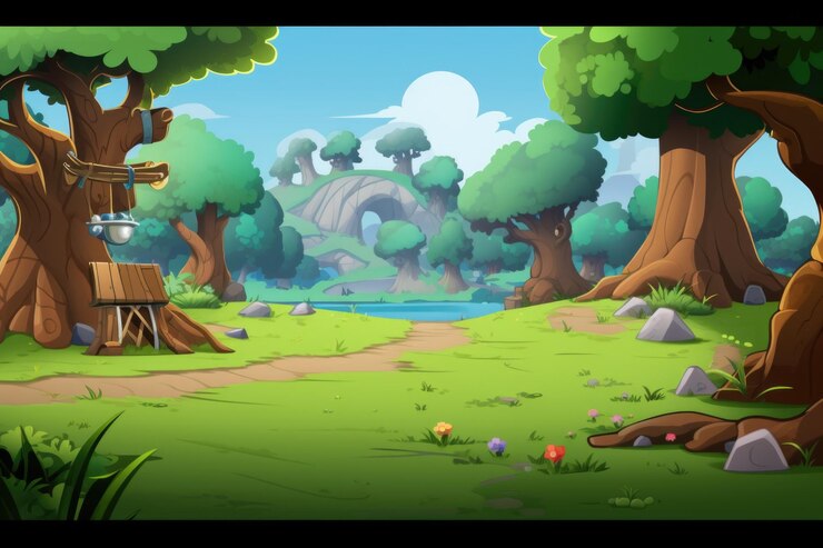 Photo empty 3d cartoon background wallpaper for kids and animation