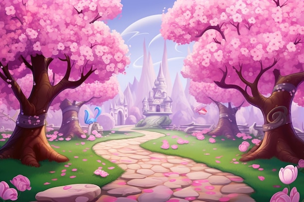 empty 3D cartoon background wallpaper for kids and animation