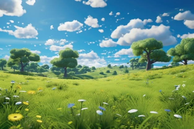 empty 3D cartoon background wallpaper for kids and animation