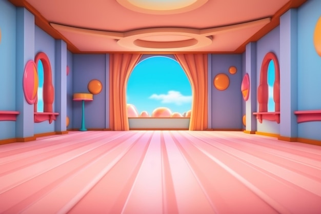 empty 3D cartoon background wallpaper for kids and animation