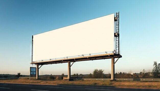 Empty advertising billboard on the highway with blue sky advertising concept mockup Generative ai