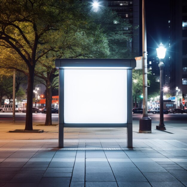 Photo empty advertising billboard at night on a city street