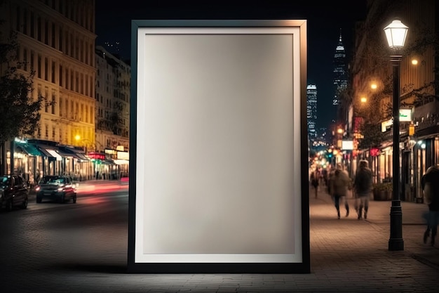 Empty advertising billboard urban mockup at night city