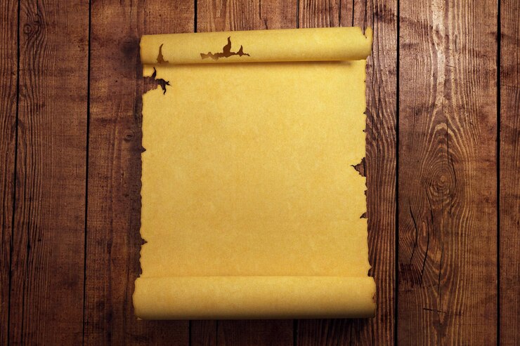 Photo empty aged parchment scroll