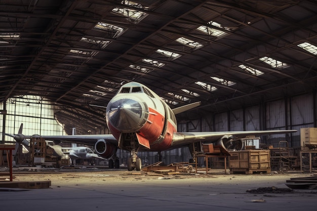 Foto officina di aeromobili vuoti