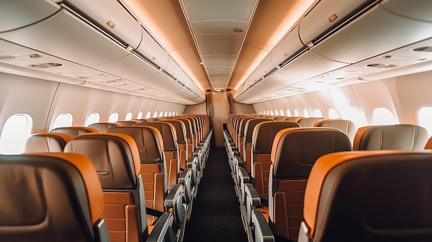 empty airplane interior view