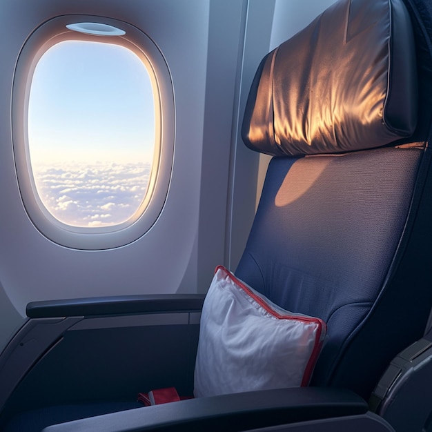 Empty airplane seats tranquil windows inviting comfort in budget travel For Social Media Post Size