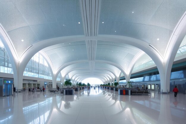 Empty Airport Hall Spacious and Illuminated