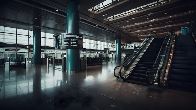 An empty airport lobby