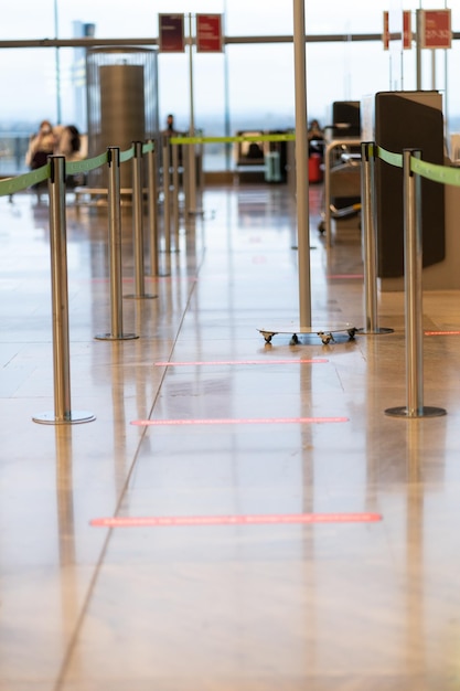 Empty airport in Madrid very few flights and very few people Covid19 consequences