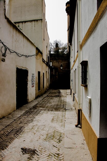 Foto un vicolo vuoto in mezzo agli edifici della città