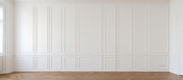 Фото Пустая и просторная спальня с белыми стенами и встроенным гардеробом