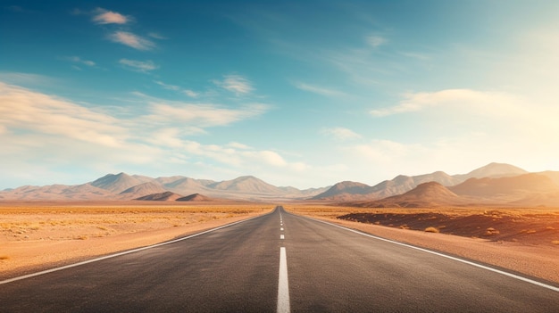 Photo empty asphalt road in desert