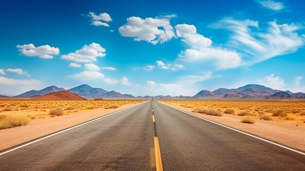 empty asphalt road in desert