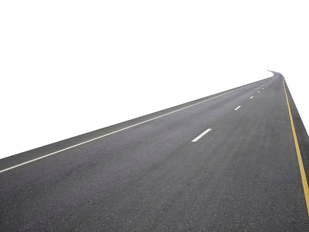 Photo empty asphalt road isolated on white background