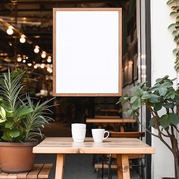 empty banner mockups in front of a coffee shop