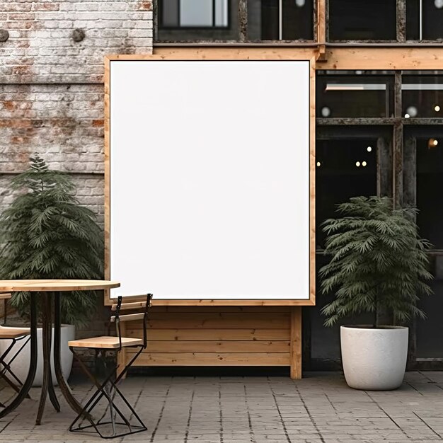 Photo empty banner mockups in front of a coffee shop