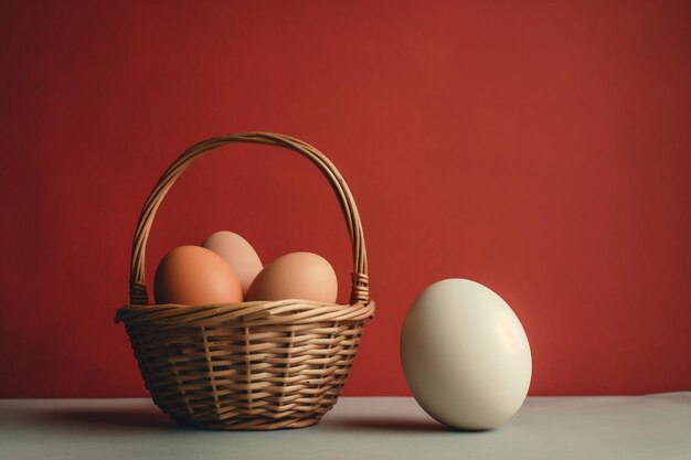 Empty basket and basket with eggs generative ai