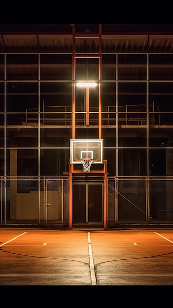 Photo an empty basketball court at night