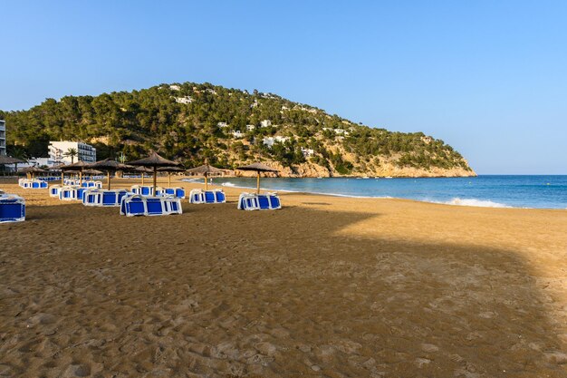 Empty beach in Cala San Vicente Ibiza Spain