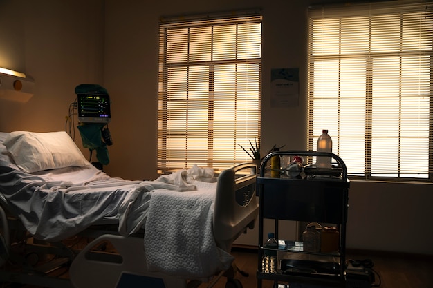 Photo empty bed in a hospital