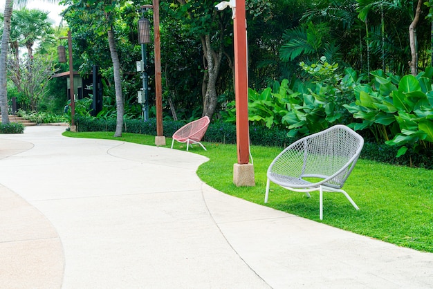 empty bench decoration in garden park