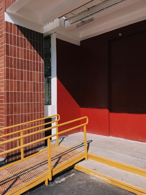 Empty benches in building