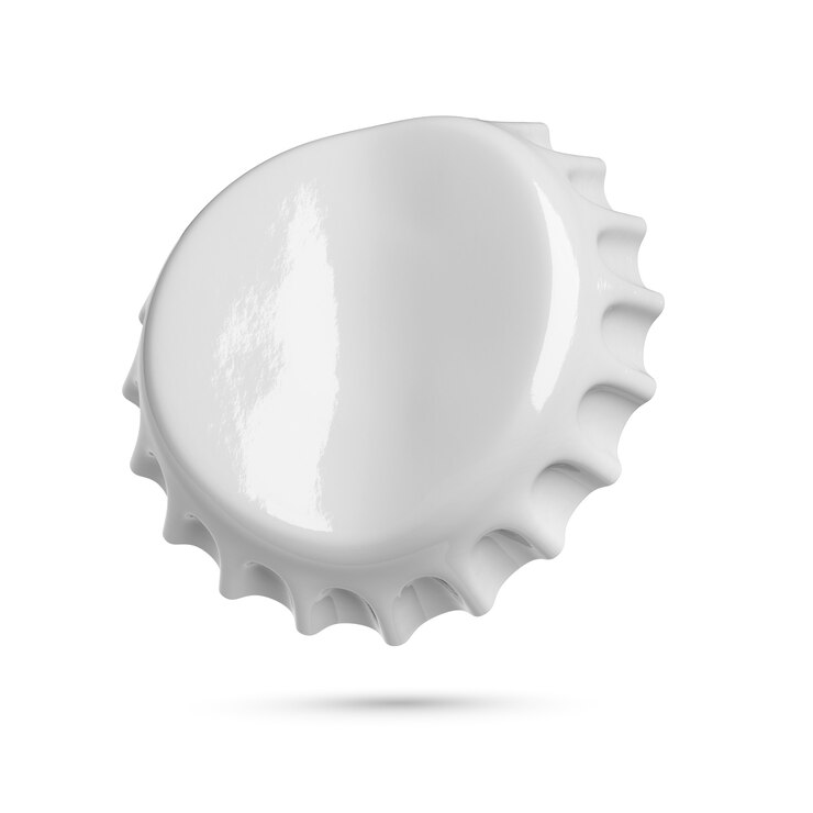Photo empty bended gray soda or beer crown cap isolated