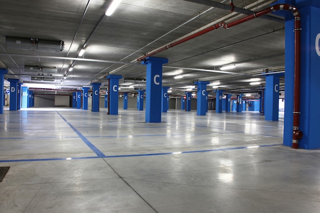 Empty big underground parking