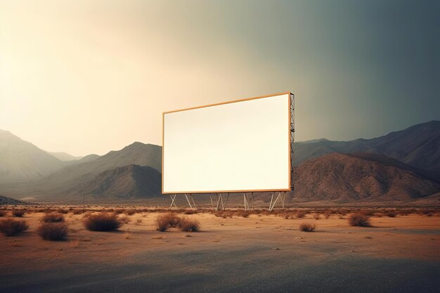 an empty billboard in front of a deserted area 3d