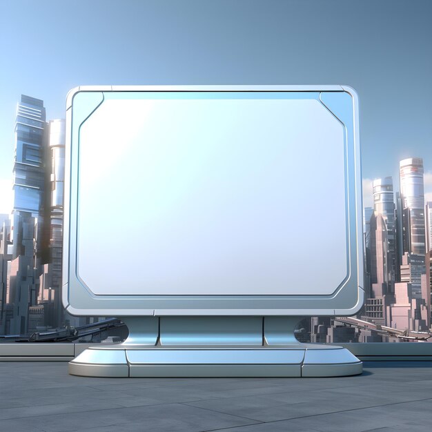 Empty billboard highlighting a futuristic urban landscape