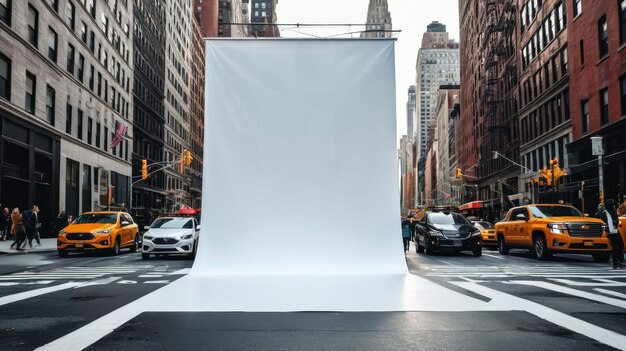 Photo empty billboard in middle of busy city street