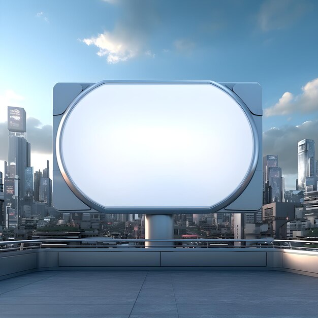 Empty billboard overlooking a cuttingedge urban panorama