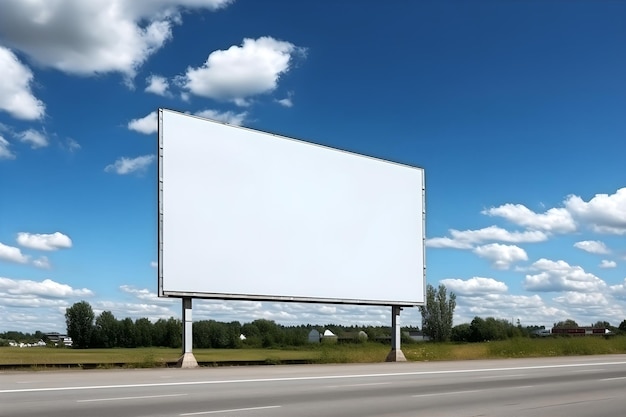 Пустой рекламный щит на обочине дороги для рекламного баннера