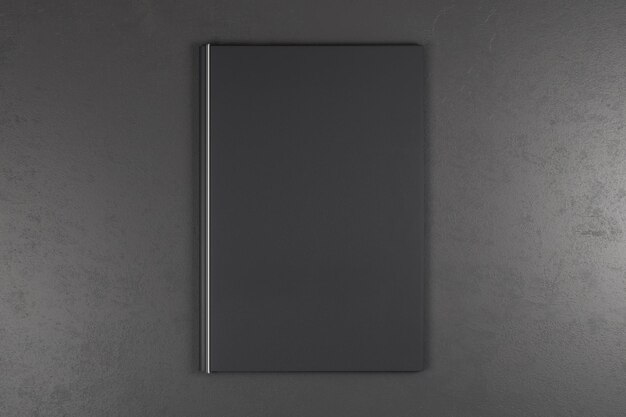 Photo empty black book on grey background