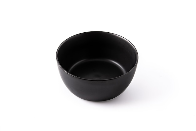 Empty black bowl isolated on white background